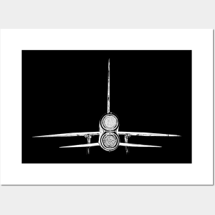 English Electric Lightning jet fighter aircraft rear view monochrome Posters and Art